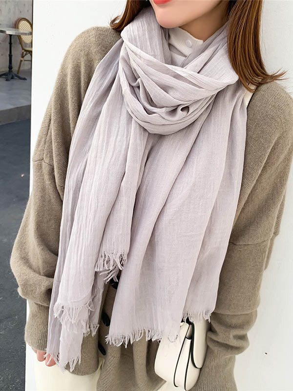 Casual Simple Ramie Cotton 14 Colors Scarf