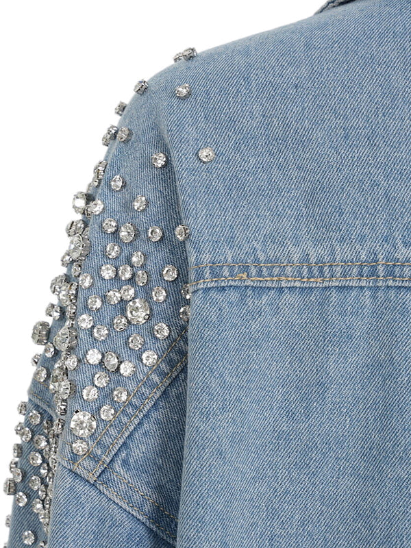 Loose Contrast Color Rhinestone Blouses&Shirts Tops