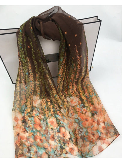 Scarvii - Floral Print Scarf - Lightweight &amp; Elegant