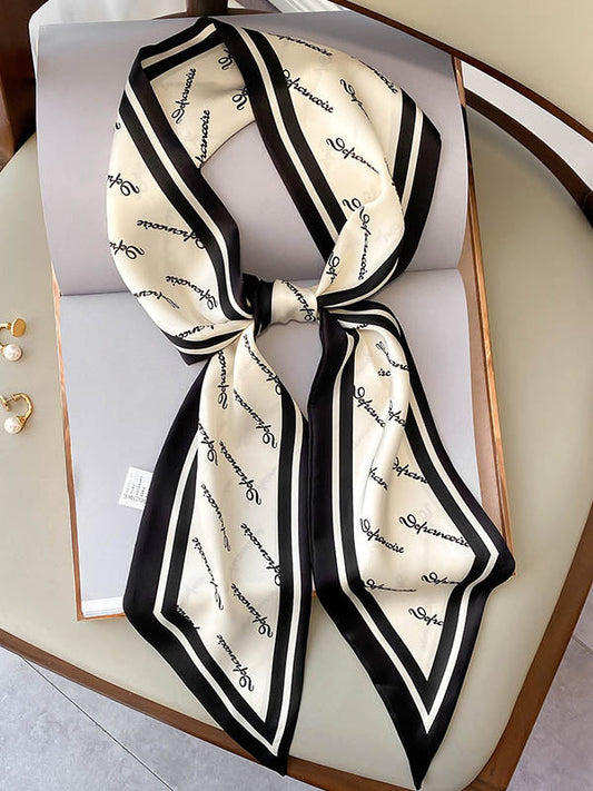 Stylish Letter Printed Light Maturity Silk Scarf