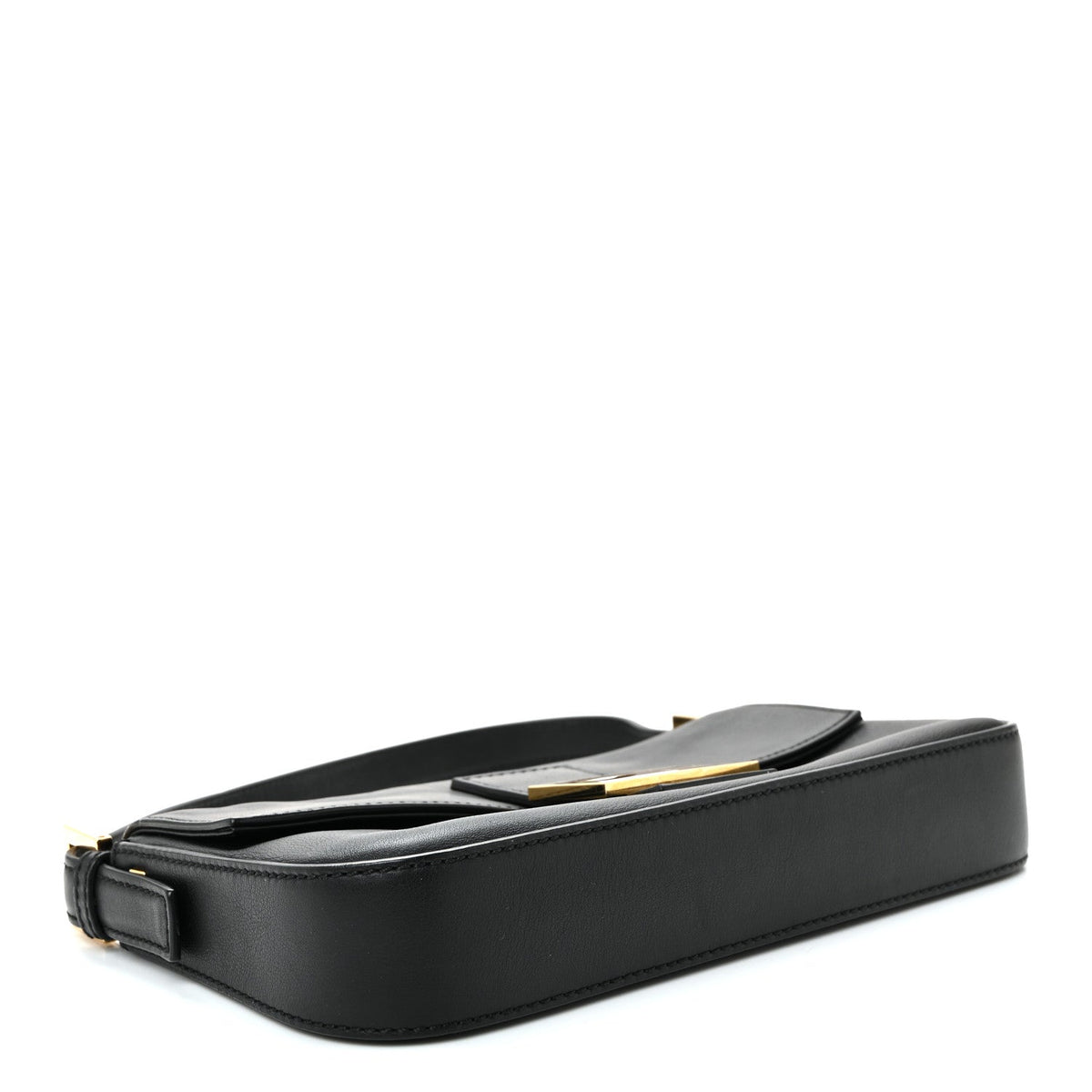 Vitello Flamingo Enamel Baguette Black