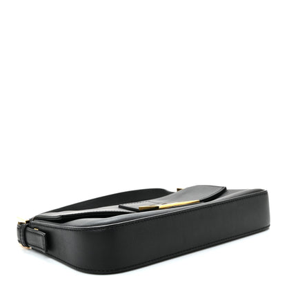 Vitello Flamingo Enamel Baguette Black