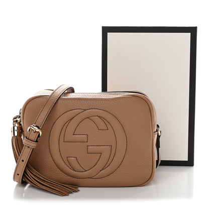 Pebbled Calfskin Small Soho Disco Bag Camelia