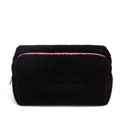 Solid Color Plush Portable Cosmetic Bag