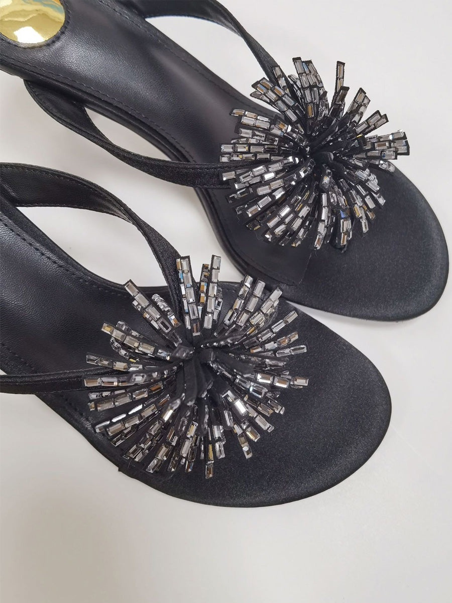 Katherine Rhinestone Floral Crystal Stiletto Sandals