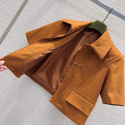 Gucci 2025 Short-sleeved Jacket Brown Polyester Fiber