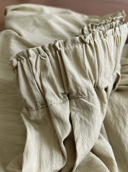Loose  Leg  Pleated Casual Pants Bottoms