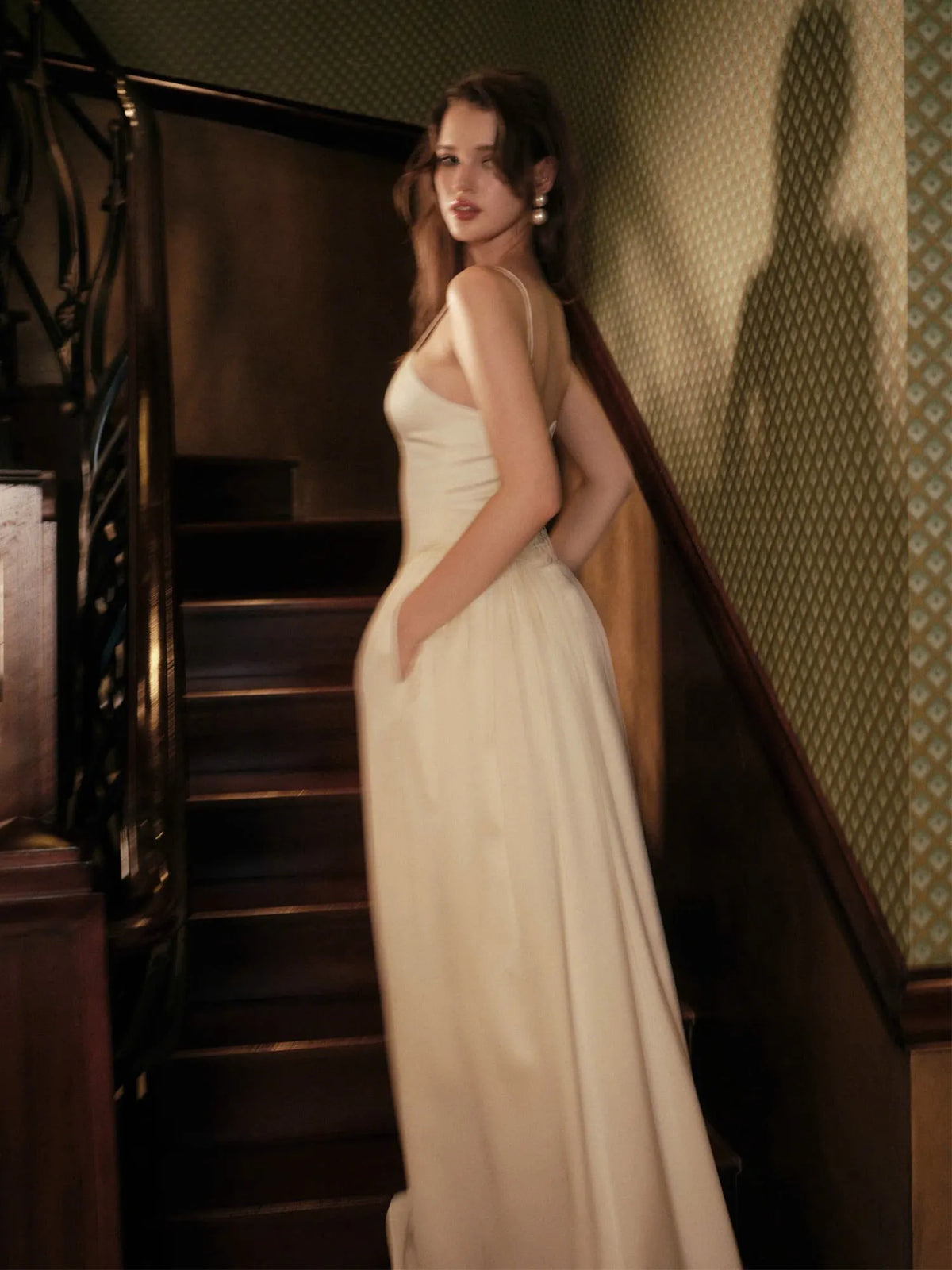Adelina Pleated Satin Midi Dress