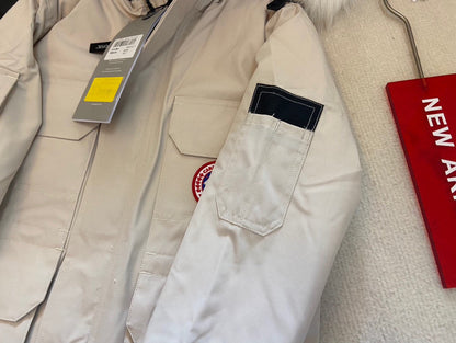 Canada Goose Children Jacket Wolf Fur Off White Polyester Cotton