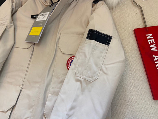 Canada Goose Children Jacket Wolf Fur Off White Polyester Cotton