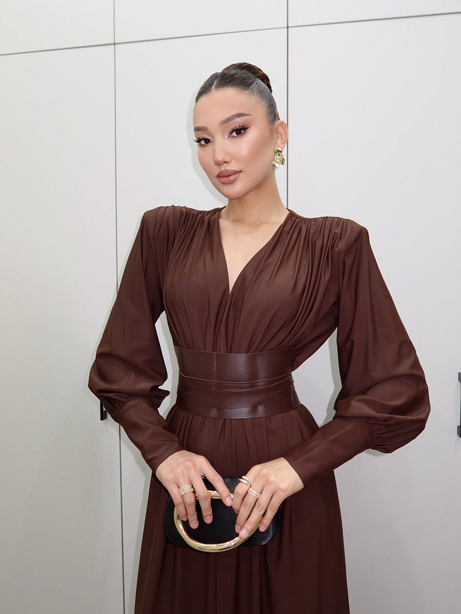 Gianna Maxi Dress In Browm