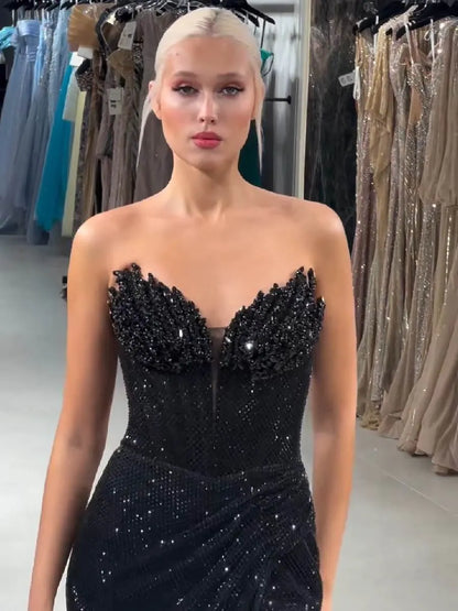 Elodie Strapless Rhinestone Maxi Dress