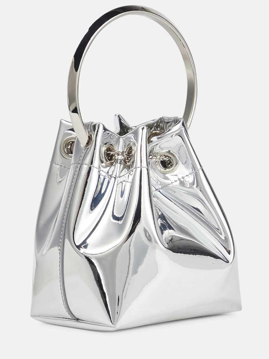 Evanna Metallic Round Handles Bucket Bag