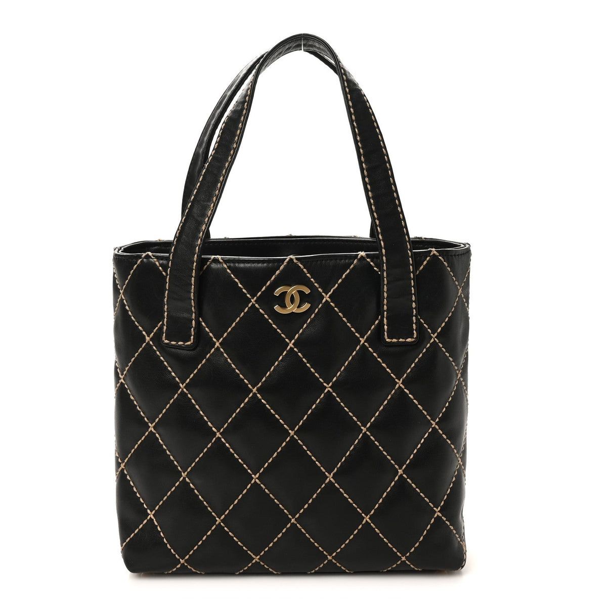 Calfskin Wild Stitch Tote Black