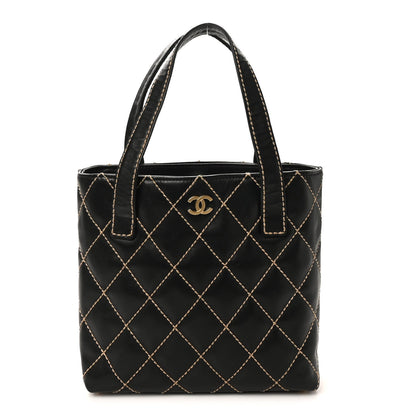 Calfskin Wild Stitch Tote Black