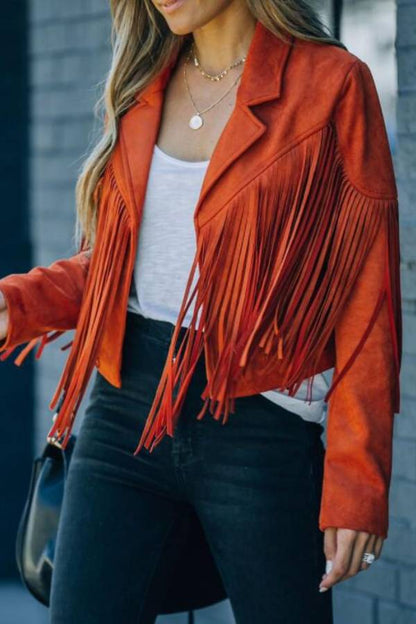 American retro tassel cropped jacket