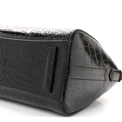 Calfskin Crocodile Embossed Mini Antigona Black