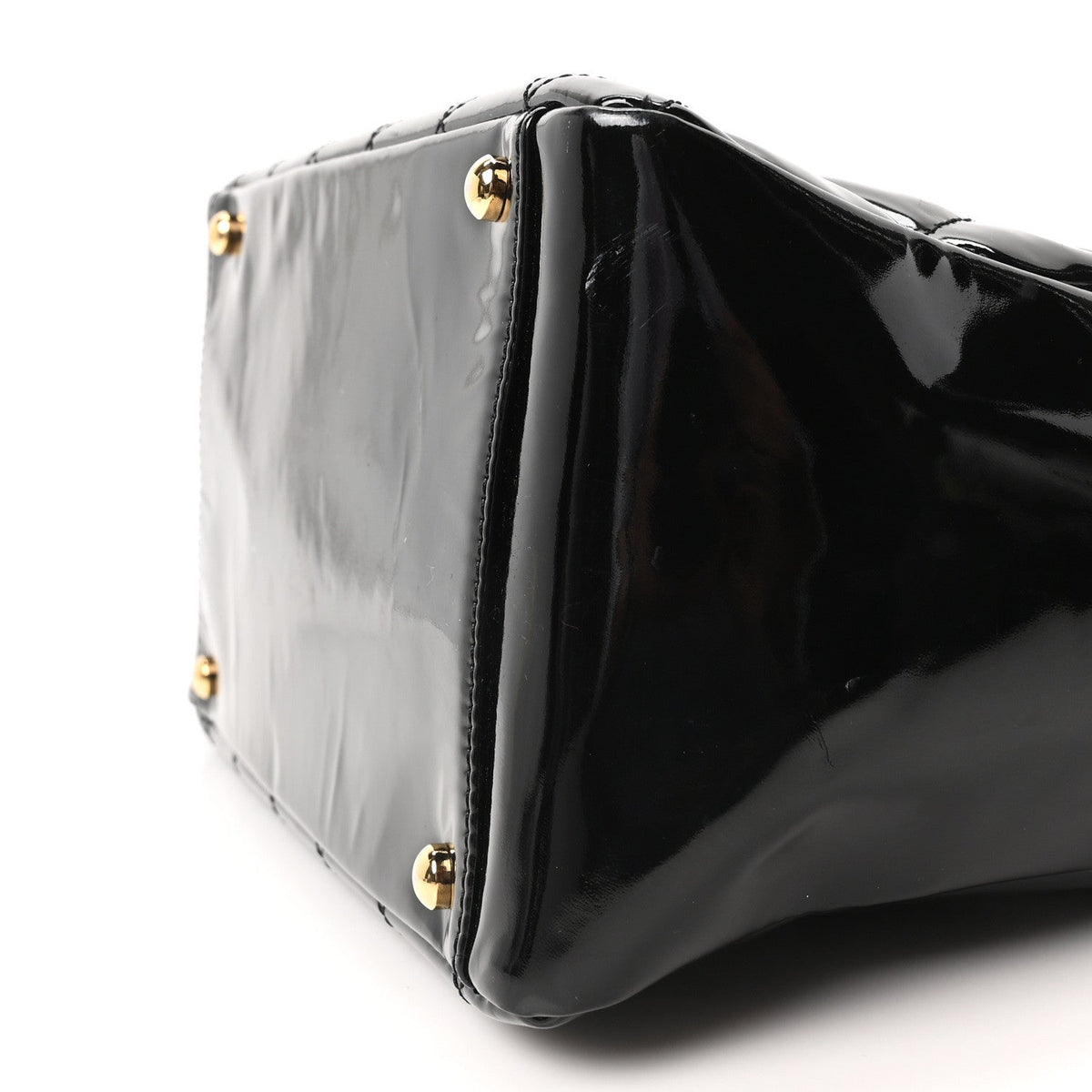 Patent Quilted Petit Timeless Tote PTT Black