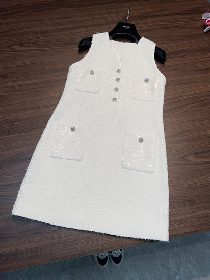 CC 25 Vest Dress White Cotton 305852