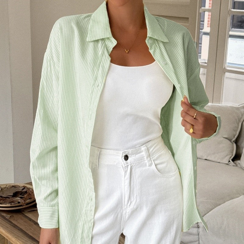 Striped Collar Long Sleeve Shirt