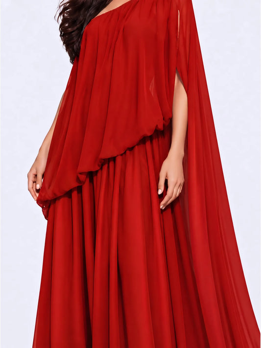 Emilia One Shoulder Draped Maxi Dress with Train