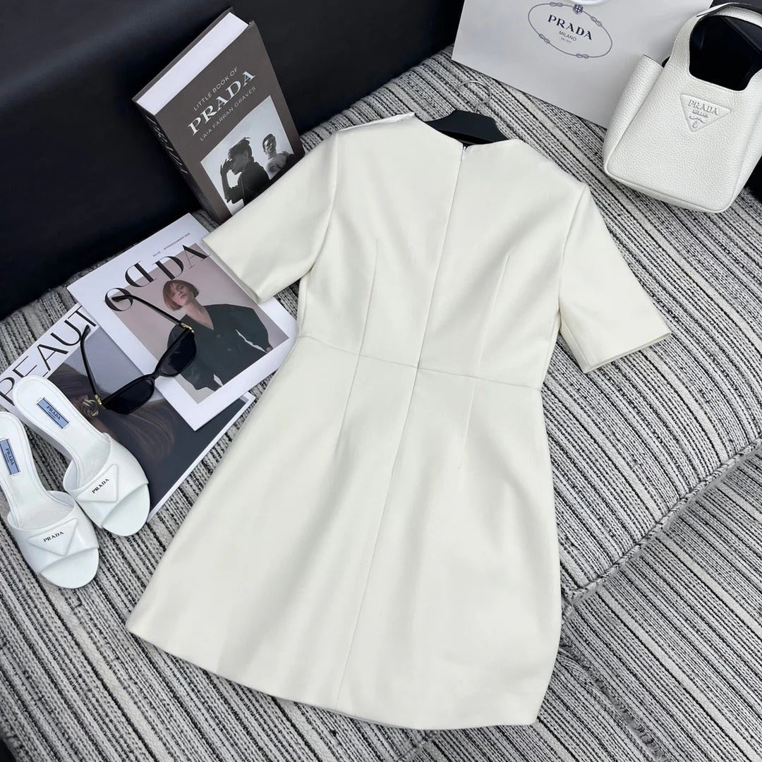 PRADA 25S CREW NECK SHORT-SLEEVE DRESS 350