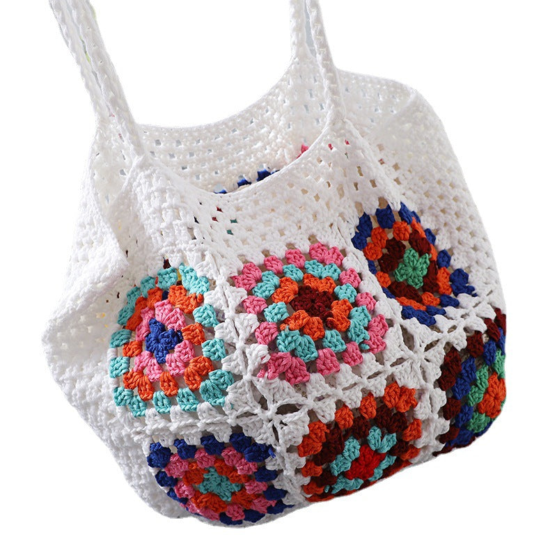 Crochet Granny Square Bag Floral Stitching Handmade Bag