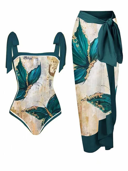 Natalie Chiffon Printed Swimsuit Set
