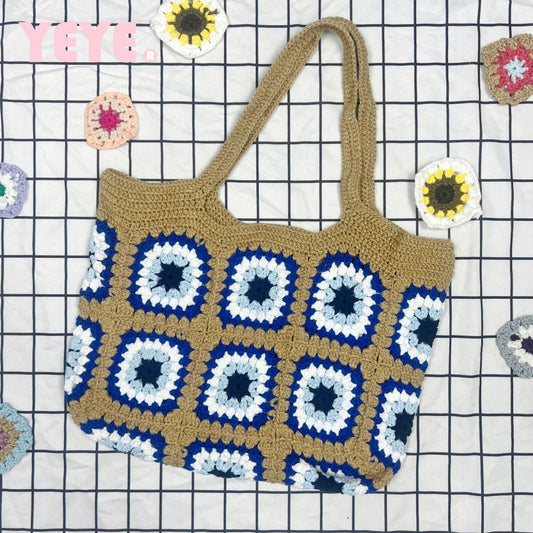 Cosbai - Handwoven Shoulder Bag – Coffee &amp; Blue