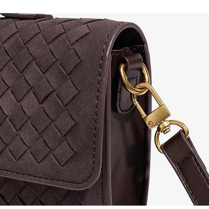 Vintage Woven Evening Satchel Suede Handbag