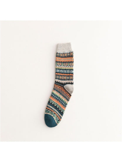 Rufia - Knitted Mid-calf Winter Socks with British Style