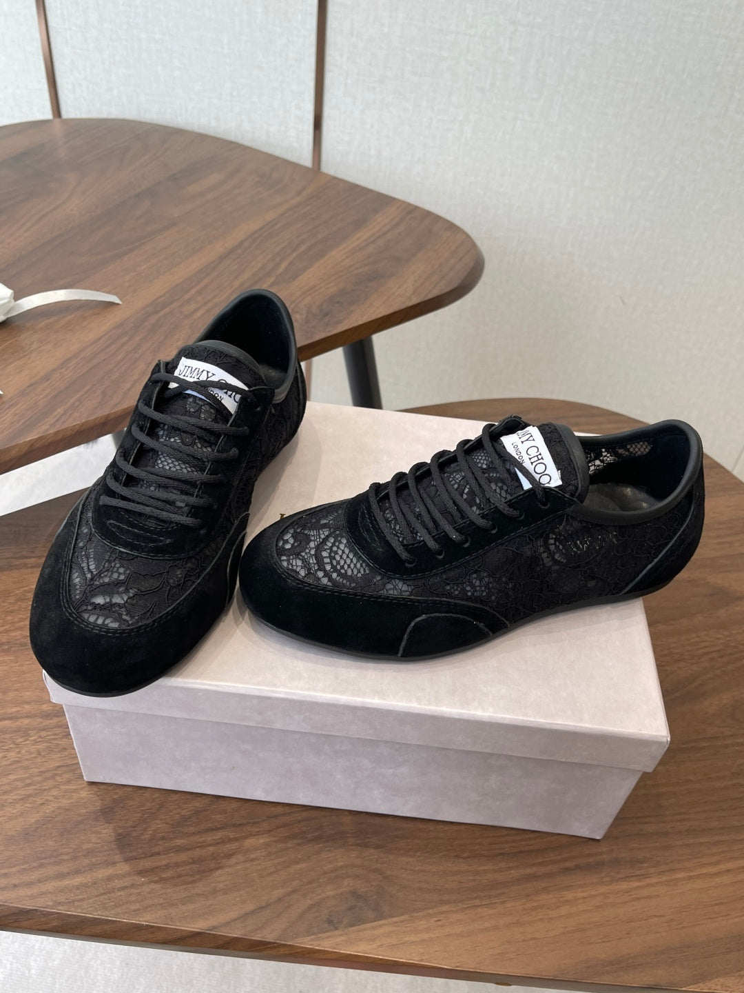 Jimmy Choo Sunny F Sneaker Black Lace Leather