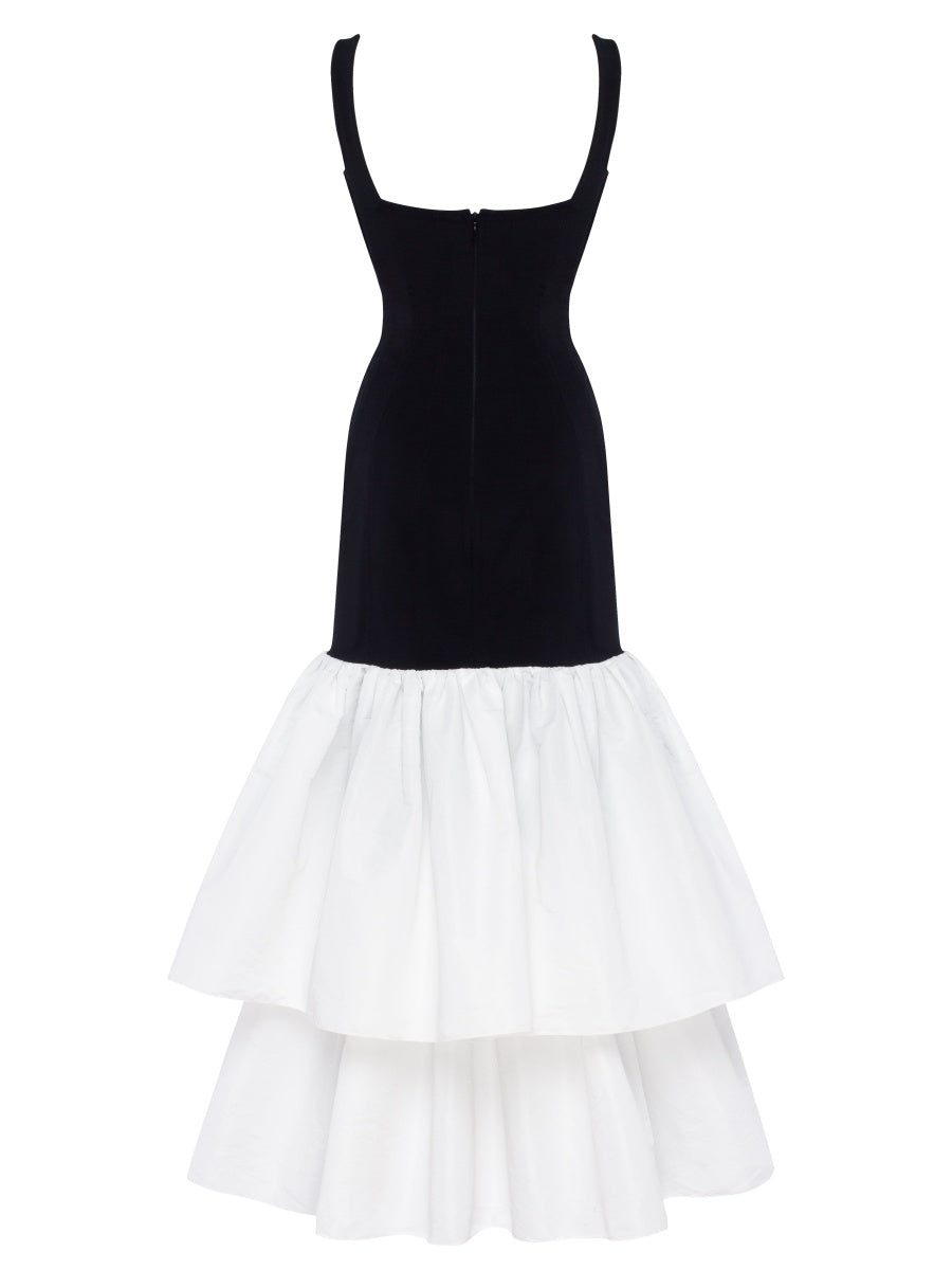 Alessandra Corset & White Tiered Ruffle Midi Dress