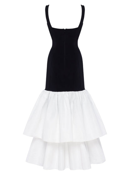 Alessandra Corset & White Tiered Ruffle Midi Dress