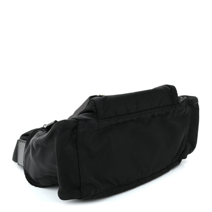 Nylon Vela Saffiano Single Buckle Messenger Shoulder Bag Black