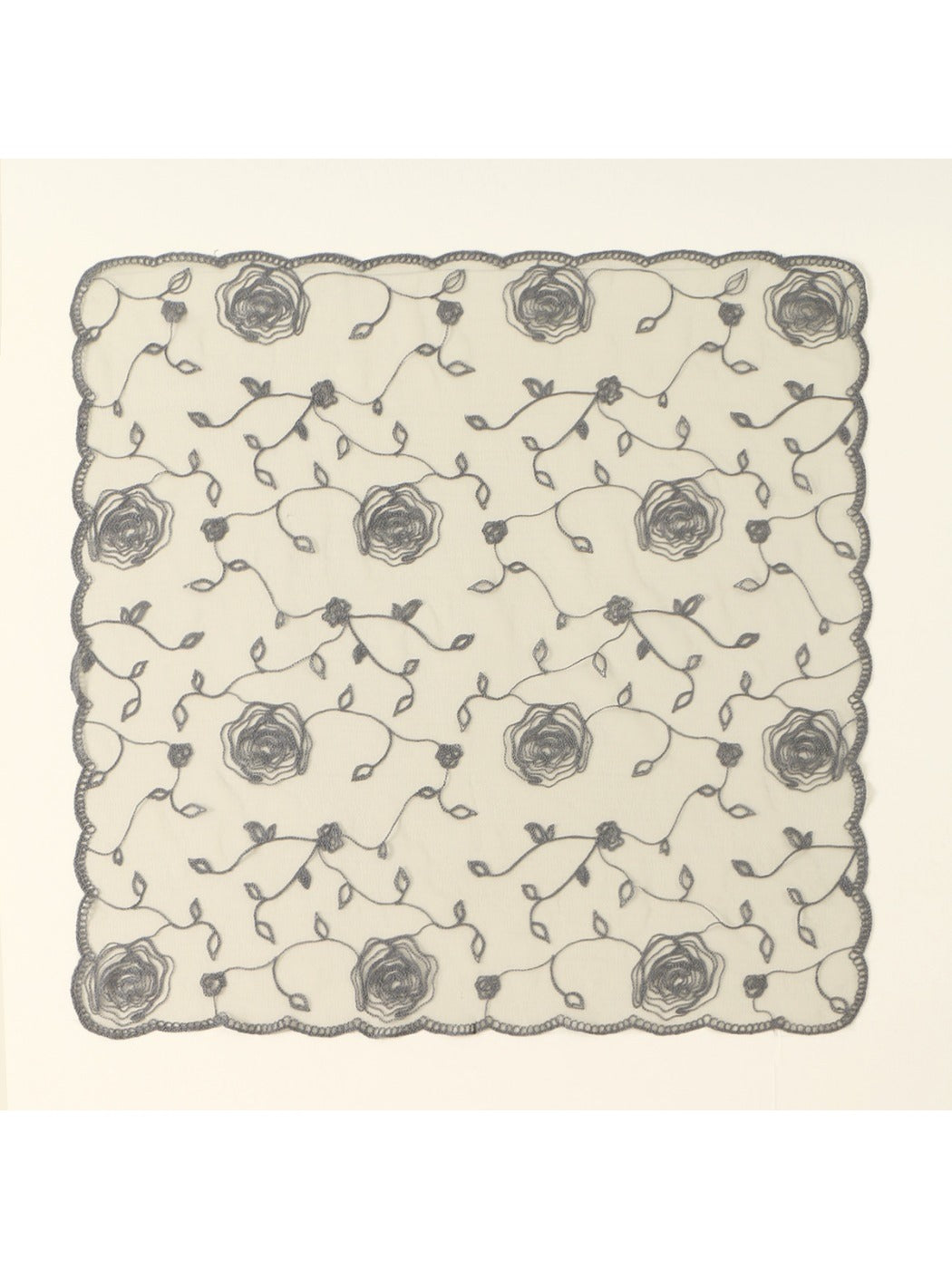 Scarvii - 31.5'' Elegant Rose Embroidered Square Scarf