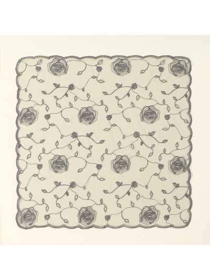 Scarvii - 31.5'' Elegant Rose Embroidered Square Scarf