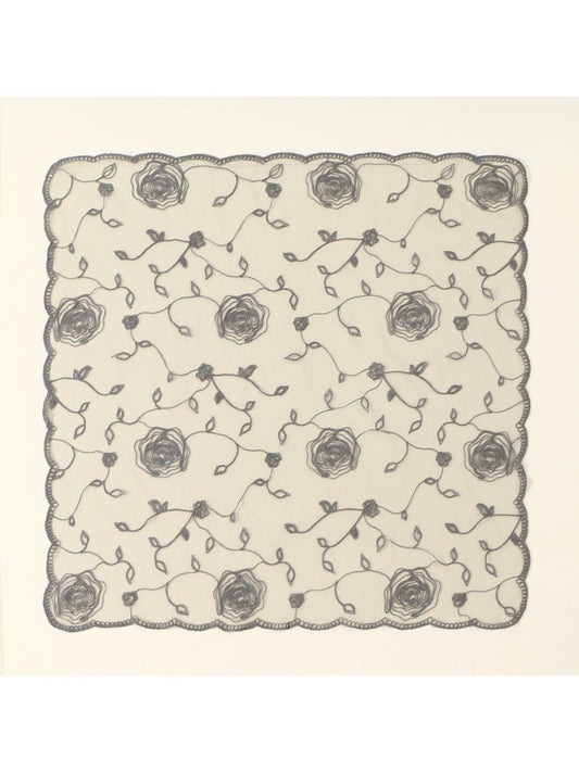 Scarvii - 31.5'' Elegant Rose Embroidered Square Scarf
