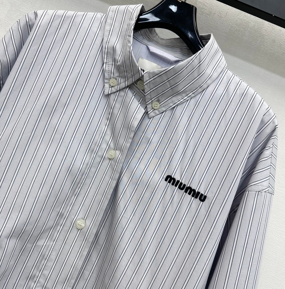 Miu Miu Jacket Striped Grey Cotton 341902