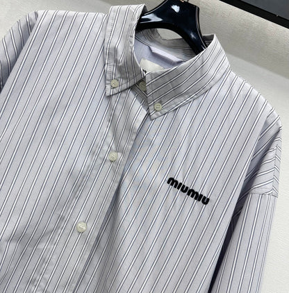 Miu Miu Jacket Striped Grey Cotton 341902