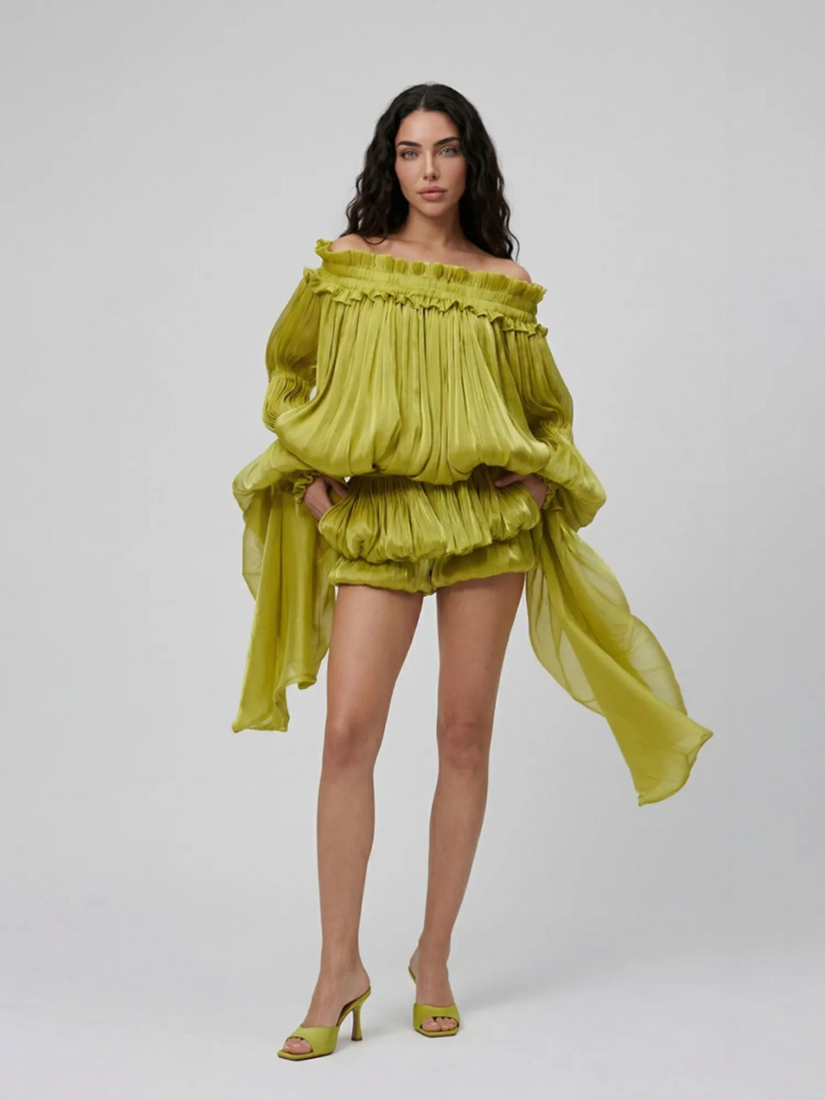 Lunara Off Shoulder Draped Mini Dress