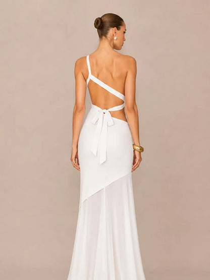 Liliana One-Shoulder Sleeveless Open-Back Maxi Dress