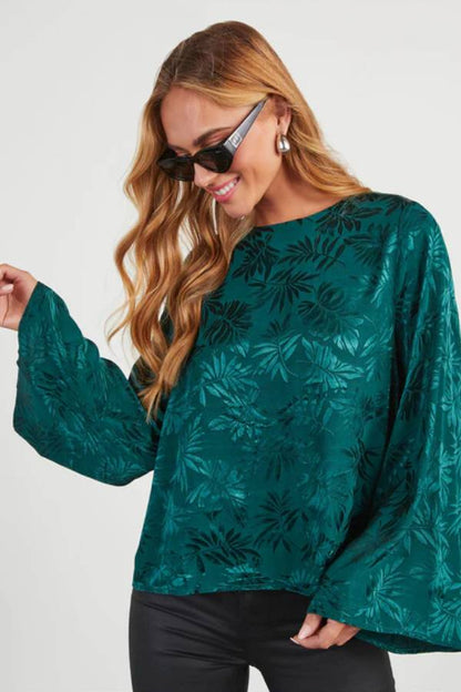 Odette Embossed Wide Sleeve Top