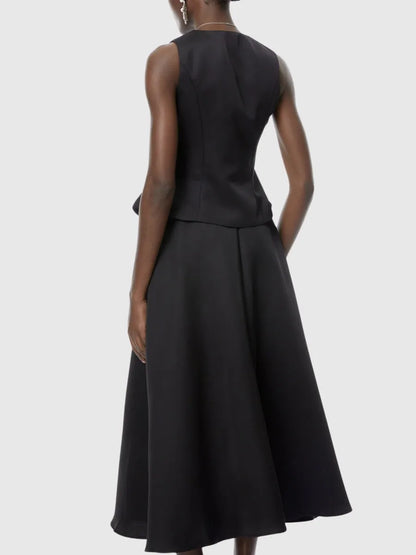 Delphine Crystal Embellished Vest & Midi Skirt Set