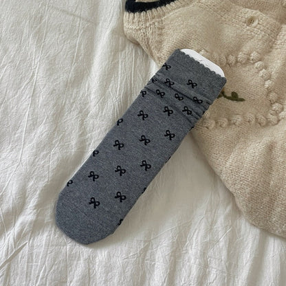 Rufia - Bow Pattern Mid-Calf Socks