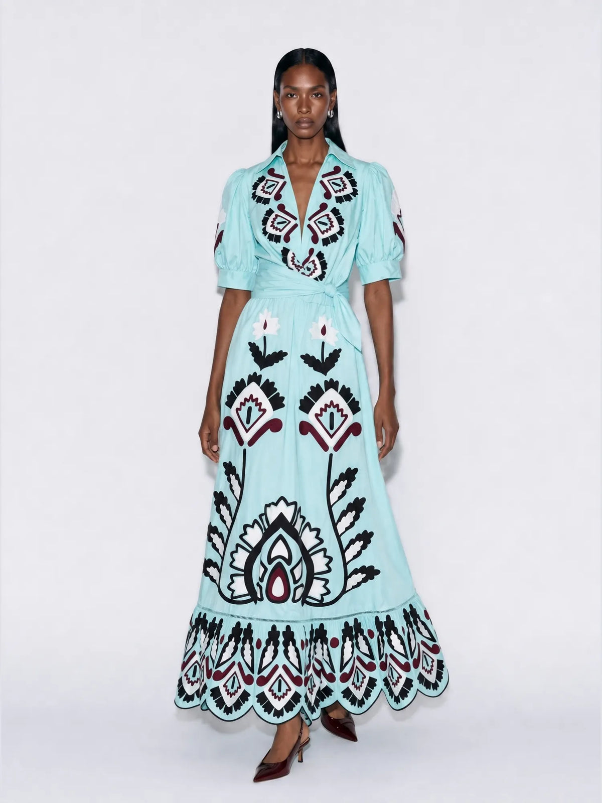 Celia Abstract print Shirt Maxi Dress