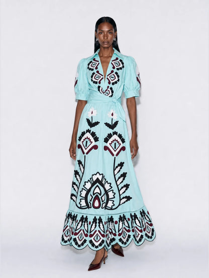 Celia Abstract print Shirt Maxi Dress