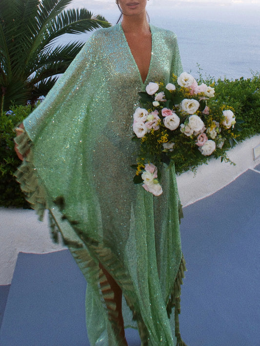 Jocelyn Sequin Tassel Mesh Maxi Dress