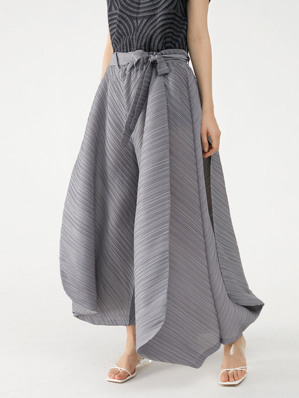 Wide Leg Loose Drawstring Pleated Tiered Casual Pants Bottoms