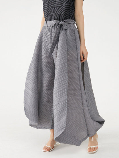 Wide Leg Loose Drawstring Pleated Tiered Casual Pants Bottoms